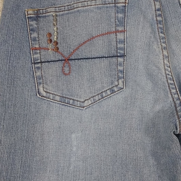 Bongo Vintage Blue Light Wash Five Pocket  Mid Rise Button Zip Boot Cut Jean - Picture 12 of 13